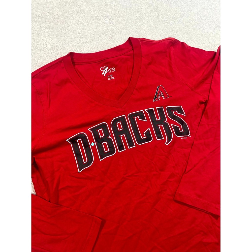 G-III 4Her MLB Arizona Diamondbacks Baseball Shirt Women Large Red Cotton V Neck